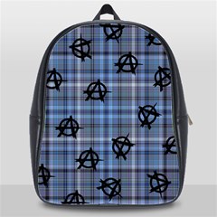 Blue  Plaid Anarchy School Bag (xl) by snowwhitegirl