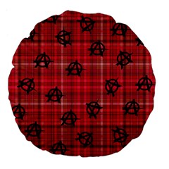 Red Plaid Anarchy Large 18  Premium Flano Round Cushions by snowwhitegirl