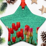 Green Denim Flowers Ornament (Star) Front