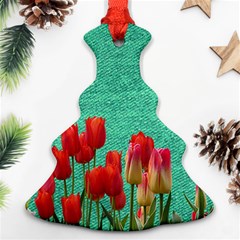 Green Denim Flowers Christmas Tree Ornament (two Sides) by snowwhitegirl