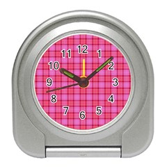 Valentine Pink Red Plaid Travel Alarm Clock by snowwhitegirl