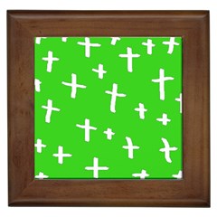 Green White Cross Framed Tiles by snowwhitegirl