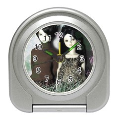 Dolls In The Grass Travel Alarm Clock by snowwhitegirl