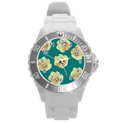 Teal Tulips Round Plastic Sport Watch (l) by snowwhitegirl