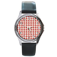 Strawberries Round Metal Watch by snowwhitegirl