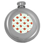 Watermelon Chevron Green Round Hip Flask (5 oz) Front