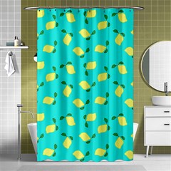 Lemons Blue Shower Curtain 48  X 72  (small)  by snowwhitegirl