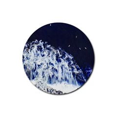 Blue Waves Sea Rubber Coaster (round)  by snowwhitegirl