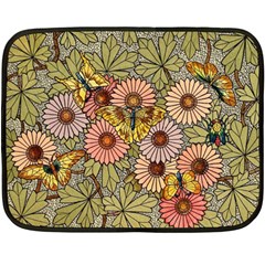 Flower And Butterfly Double Sided Fleece Blanket (mini)  by vintage2030