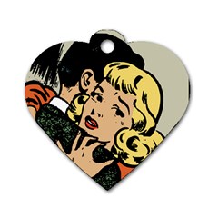 Hugging Retro Couple Dog Tag Heart (two Sides) by vintage2030