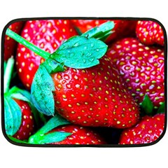 Red Strawberries Fleece Blanket (mini) by FunnyCow