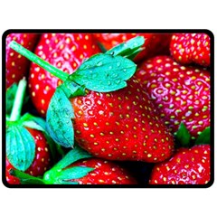 Red Strawberries Fleece Blanket (large)  by FunnyCow