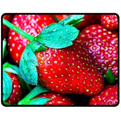 Red Strawberries Fleece Blanket (medium)  by FunnyCow