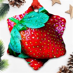 Red Strawberries Snowflake Ornament (two Sides) by FunnyCow