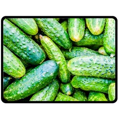 Pile Of Green Cucumbers Fleece Blanket (large)  by FunnyCow