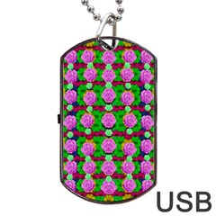 Roses And Other Flowers Love Harmony Dog Tag Usb Flash (two Sides) by pepitasart