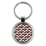 Cat Rose Chevron Key Chains (Round)  Front