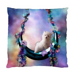 Cute Little Maltese Puppy On The Moon Standard Cushion Case (two Sides) by FantasyWorld7