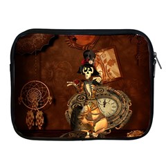 Funny Steampunk Skeleton, Clocks And Gears Apple Ipad 2/3/4 Zipper Cases by FantasyWorld7