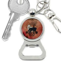 Awesome Black And White Wolf Bottle Opener Key Chains by FantasyWorld7