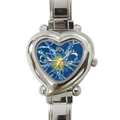 Blue Star Flower Heart Italian Charm Watch  by lwdstudio