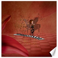 Cute Fairy Dancing On A Piano Canvas 16  X 16  by FantasyWorld7