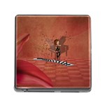 Cute Fairy Dancing On A Piano Memory Card Reader (Square 5 Slot) Front