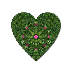 The Most Sacred Lotus Pond  With Bloom    Mandala Heart Magnet by pepitasart