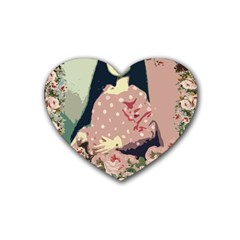 Rose Floral Doll Heart Coaster (4 Pack)  by snowwhitegirl