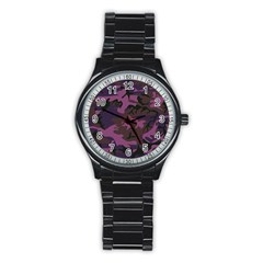 Camouflage Violet Stainless Steel Round Watch by snowwhitegirl