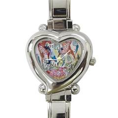 Watercolor Postcard2 Heart Italian Charm Watch by chellerayartisans