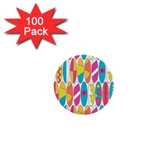 Mini Rainbow Colored Waikiki Surfboards  1  Mini Buttons (100 Pack)  by PodArtist