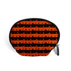 Orange And Black Spooky Halloween Nightmare Stripes Accessory Pouch (small) by PodArtist