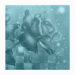 Wonderful Blue Soft Roses Medium Glasses Cloth by FantasyWorld7