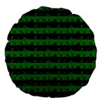 Alien Green and Black Halloween Nightmare Stripes  Large 18  Premium Flano Round Cushions Front