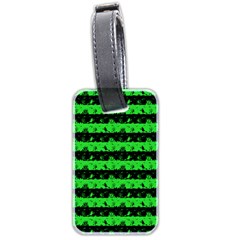 Monster Green And Black Halloween Nightmare Stripes  Luggage Tags (two Sides) by PodArtist