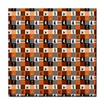 Witches, Monsters and Ghosts Halloween Orange and Black Patchwork Quilt Squares Tile Coasters Front