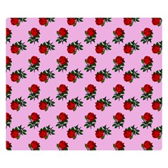 Red Roses Pink Double Sided Flano Blanket (small)  by snowwhitegirl