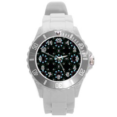 Embroidery Paisley Black Round Plastic Sport Watch (l) by snowwhitegirl