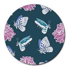 Butterfly Pattern Dead Death Rose Round Mousepads by Sapixe