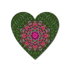 Fantasy Floral Wreath In The Green Summer  Leaves Heart Magnet by pepitasart