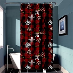 Gothic Woman Rose Bats Pattern Shower Curtain 36  X 72  (stall)  by snowwhitegirl