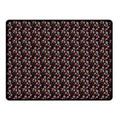 Vintage Floral Black Fleece Blanket (small) by snowwhitegirl