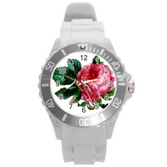 Pink Vin Rose Round Plastic Sport Watch (l) by snowwhitegirl