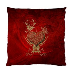 Wonderful Decorative Heart In Gold And Red Standard Cushion Case (two Sides) by FantasyWorld7