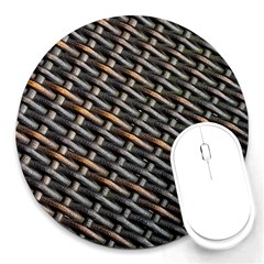 Rattan Wood Background Pattern Round Mousepads by Simbadda