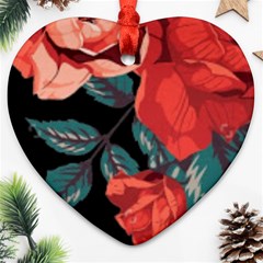 Bed Of Bright Red Roses By Flipstylez Designs Heart Ornament (two Sides) by flipstylezfashionsLLC