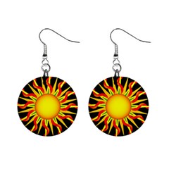 Mandala Sun Graphic Design Mini Button Earrings by Simbadda