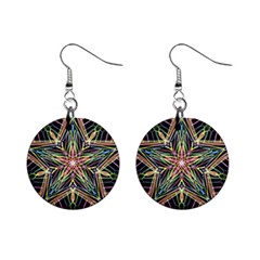 Star Mandala Pattern Design Doodle Mini Button Earrings by Simbadda