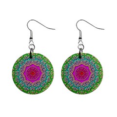 Mandala Tile Background Geometric Mini Button Earrings by Simbadda